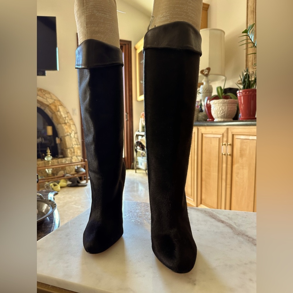 Brian Atwood pony hair boots/ NEW /Black